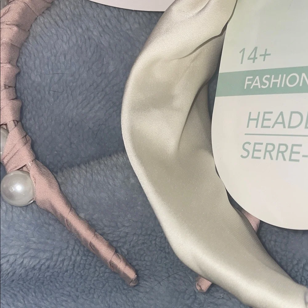 Pearl Embellished Headband Set Cream and Pink